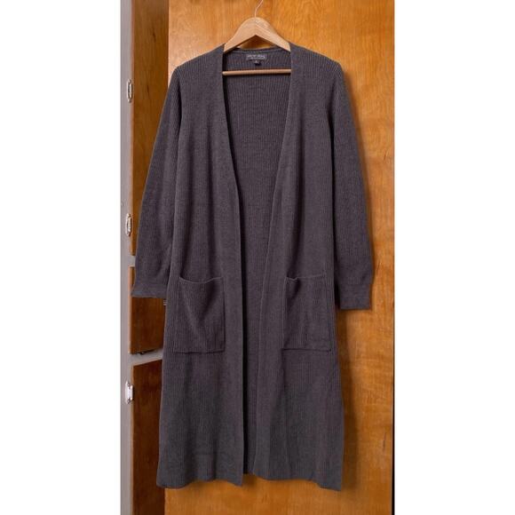 Barefoot Dreams Gray Duster Cardigan Maxi Pockets Slits CozyChic Lite Open Sz S - Picture 2 of 7